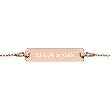 Load image into Gallery viewer, 214 Area Code Engraved Silver Bar Chain Bracelet