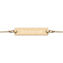 Load image into Gallery viewer, 214 Area Code Engraved Silver Bar Chain Bracelet