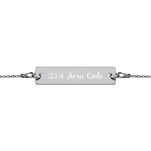 Load image into Gallery viewer, 214 Area Code Engraved Silver Bar Chain Bracelet