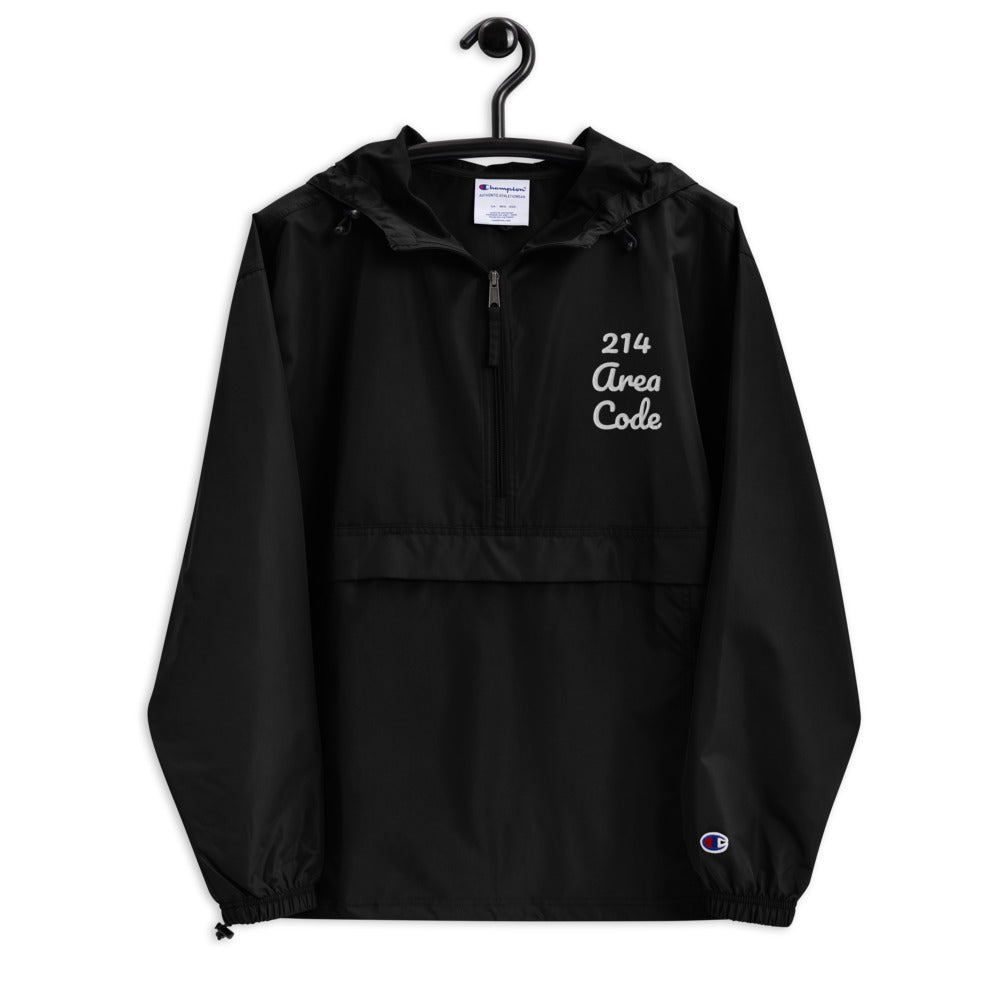 214 Area Code Embroidered Champion Packable Jacket